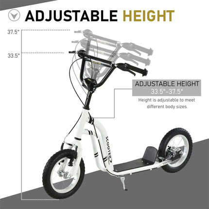 12-inch Children's Scooter with Adjustable Height. White