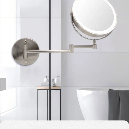 8 Inch Wall Mounted Bathroom Mirror Adjustable LED Makeup Mirror 10X Magnifying Touch Vanity Cosmetic Mirrors with Light