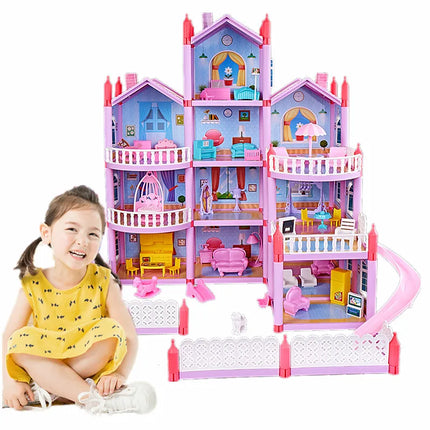 Princess Grand Villa Doll House Pink Castle Play House Doll House Toy
