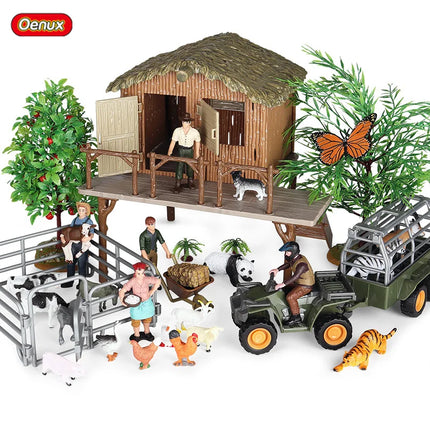 Farm House Model Action Figures Farmer Motorcycle Cow