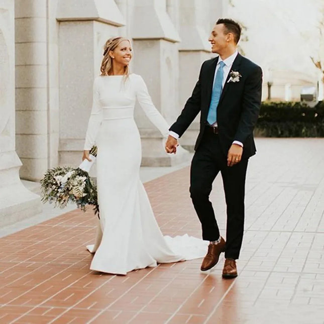 Customized Long Sleeves Muslim Arabic Wedding Dresses Woman Elegant Korea Plus Size