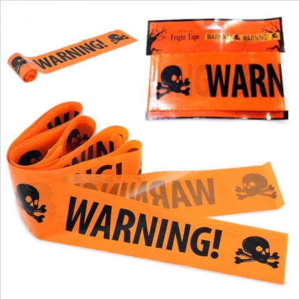 Skull Head Warning Tape Signs Halloween Decoration