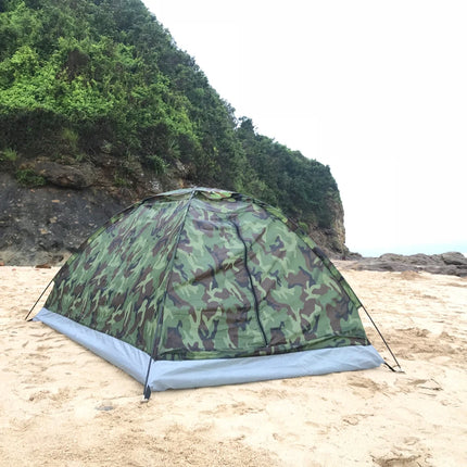 Camping Tent Waterproof Windproof UV Sunshade Canopy for 1/2 Person Single Layer Outdoor Portable Camouflage Tent Equipment