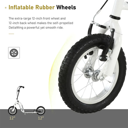 12-inch Children's Scooter with Adjustable Height. White