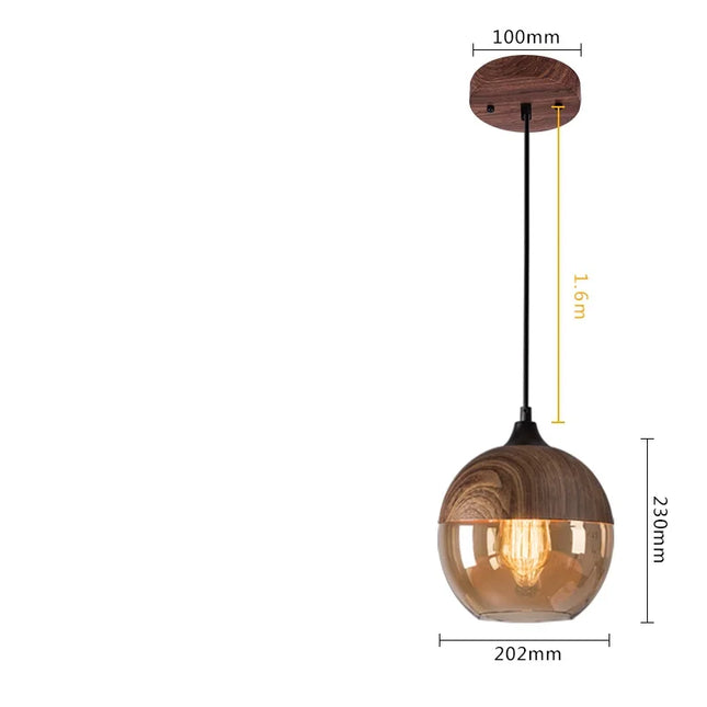 IWHD Nordic Modern LED Pendant Lights Fixtures Bedroom Dinning Living Room Light Wood Color Glass Hanging Lamp Luminaria