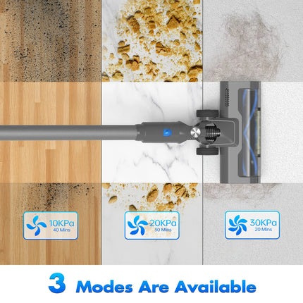 30KPA Cordless Vacuum Cleaner Stick Vacuum with Anti-Tangle Brush Rechargeable Home Vacuum Cleaner