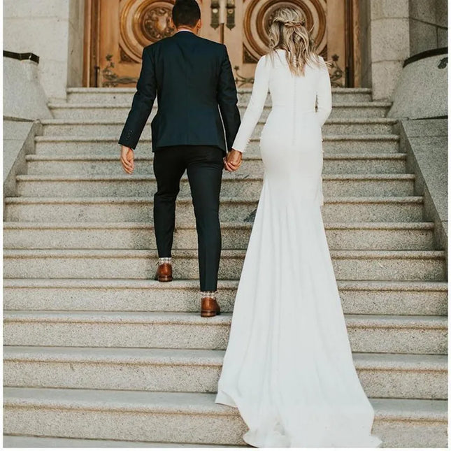 Customized Long Sleeves Muslim Arabic Wedding Dresses Woman Elegant Korea Plus Size