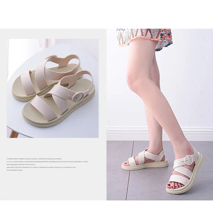 EOFK Summer Women Sandals Clogs Glitter Shinny Colors Lady Jelly Flat Comfort Sandals Hoof Shoes