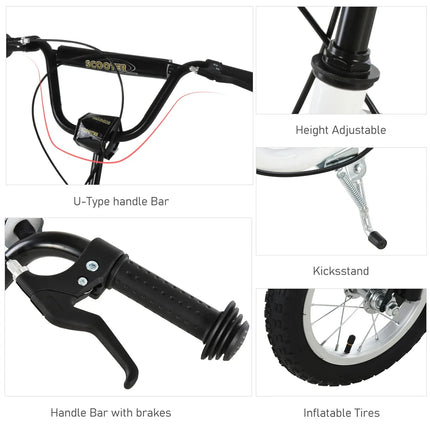 12-inch Children's Scooter with Adjustable Height. White