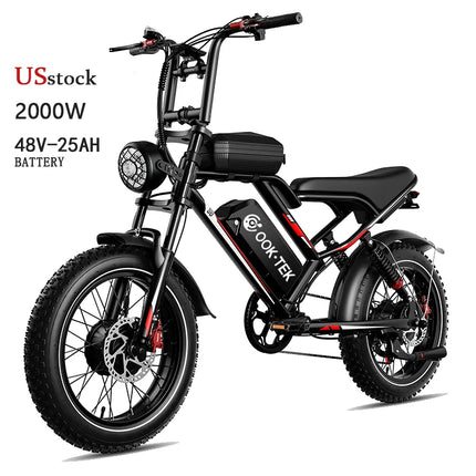 S8 Electric Bike 2000W Powerful Motor 48V 25AH 20 Inch Fat TireCity Bike for Adult Commuting Urban E Bikes