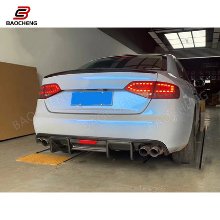 K Style Carbon Fiber Rear Lip for Audi A4 B8 2013-2016  High Quality Rear Diffuser with Led Light Body