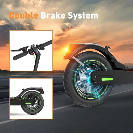 18 Miles Long Range and 15-18 MPH Portable Folding Commuting E-Scooter for Adults, Dual Brakes & App Sup