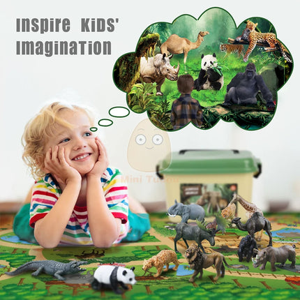 Kids Animal Jungle Zoo Models Play Mat Panda Lion Tiger Giraffe Collection Cloth Map