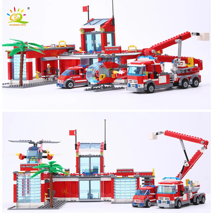 774pcs City Fire Station Model Building Blocks Boys Firefighter Truck Educational