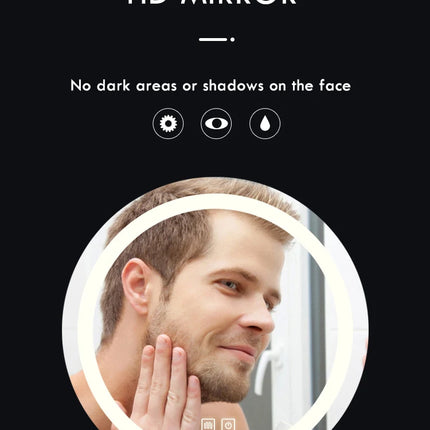 50CM/60cm Round Smart Makeup Bathroom Mirror 3 Color Adjustable LED LIght Multi-Function With Demist Bluetooth Speaker