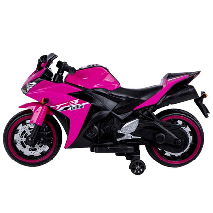 12V Scooter for Kids Boys Girls 12v7ah Motorcycle with Training Wheels Throttle Drive by Hand Lighting