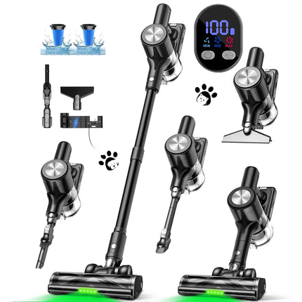 Vacuum Cleaner 55 Mins Runtime Self-Standing Wall Mount Charging Pet Hair US Local Stock Car Dry