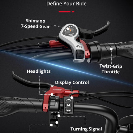 S8 Electric Bike 2000W Powerful Motor 48V 25AH 20 Inch Fat TireCity Bike for Adult Commuting Urban E Bikes