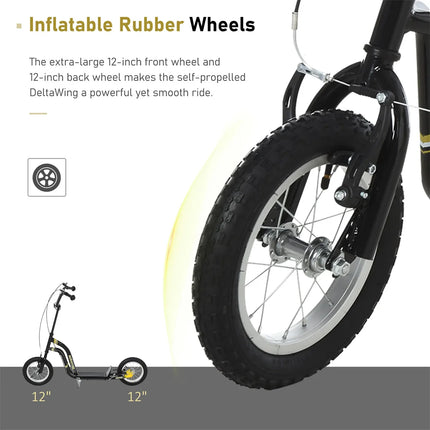 12-inch Children's Scooter with Adjustable Height.  Black