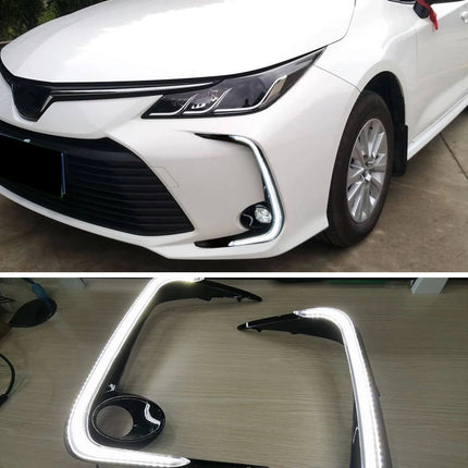 Car LED DRL Daytime Running Light Yellow Turn Signal 12V Fog Lamp Decoration Bumper Light For Toyota Corolla 2019 2020 2021 2022