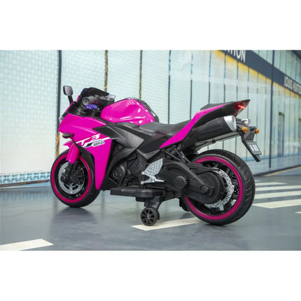 12V Scooter for Kids Boys Girls 12v7ah Motorcycle with Training Wheels Throttle Drive by Hand Lighting