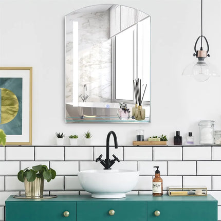 Kleankin LED lights 70x50 cm bathroom mirror with silver touch switch