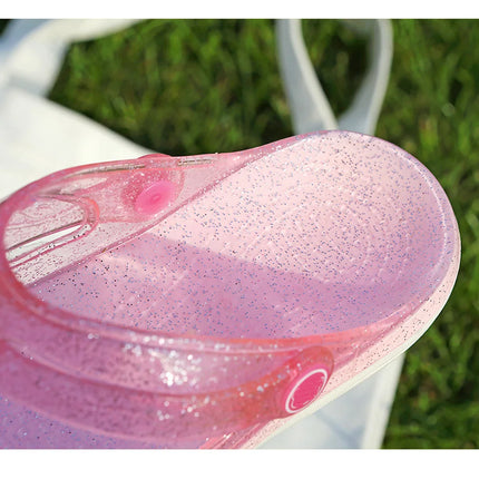 EOFK Summer Women Sandals Clogs Glitter Shinny Colors Lady Jelly Flat Comfort Sandals Hoof Shoes