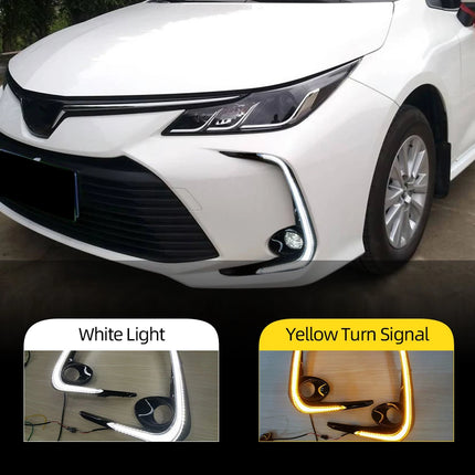 Car LED DRL Daytime Running Light Yellow Turn Signal 12V Fog Lamp Decoration Bumper Light For Toyota Corolla 2019 2020 2021 2022