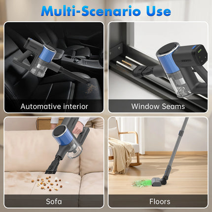 30KPA Cordless Vacuum Cleaner Stick Vacuum with Anti-Tangle Brush Rechargeable Home Vacuum Cleaner