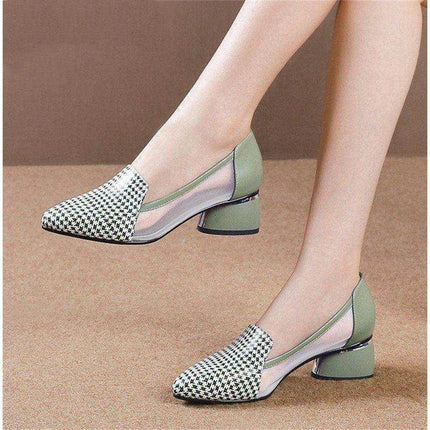 women cute sweet high quality green slip on heel pumps for party ladies