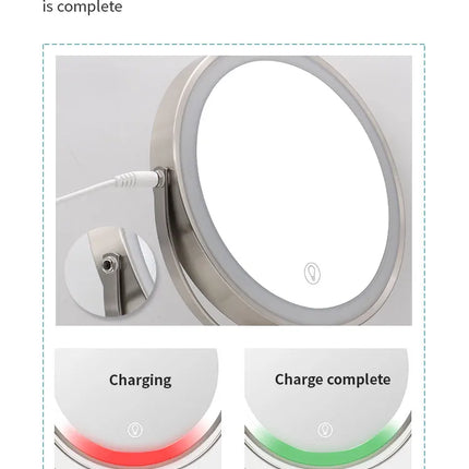 8 Inch Wall Mounted Bathroom Mirror Adjustable LED Makeup Mirror 10X Magnifying Touch Vanity Cosmetic Mirrors with Light