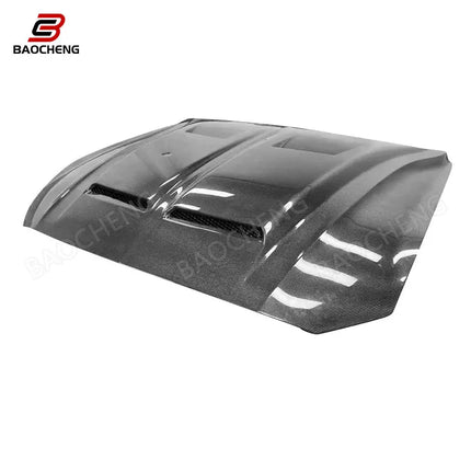 For Ford Mustang 2018-2022 Carbon Fiber Bonnet Engine Cover Hood Car Headliner Hood Cutout Cooling Front Cover