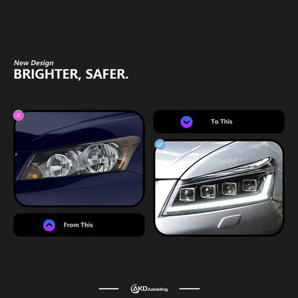 Honda Accord LED Headlight 2008-2013 Headlights Accord DRL Turn Signal High Beam Angel Eye Accessories