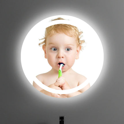 50CM/60cm Round Smart Makeup Bathroom Mirror 3 Color Adjustable LED LIght Multi-Function With Demist Bluetooth Speaker