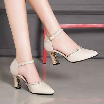 quality beige hollow out patent leather high heel shoes for office career lady black pumps