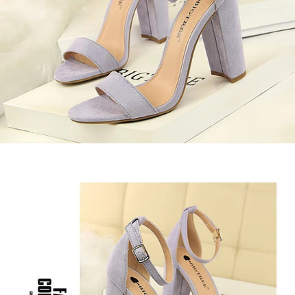 BIGTREE Shoes Heeled Sandals Women 9.5 Cm High Heels Pu Leather Women Shoes Block Heels Summer Sandals Lady Party Shoes Size 43