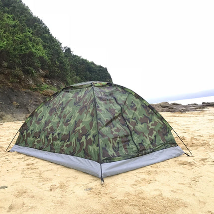 Camping Tent Waterproof Windproof UV Sunshade Canopy for 1/2 Person Single Layer Outdoor Portable Camouflage Tent Equipment
