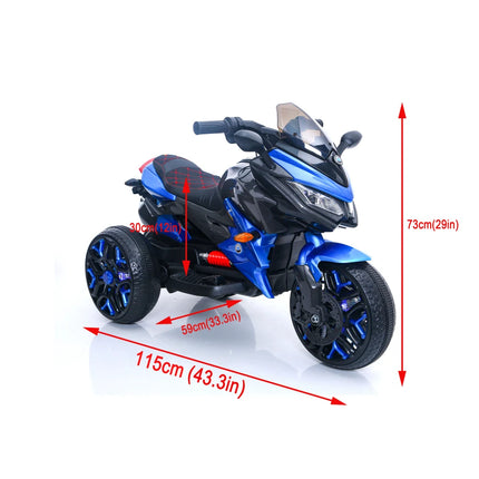 3-Wheels 12 V Kids Motorcycle Ride-On Motorcycle with PU seat Training  Wheels/manual throttle/ drive by hand /Lighting wheels