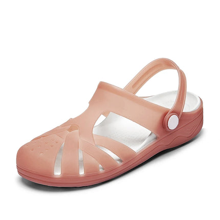 EOFK Summer Women Sandals Clogs Glitter Shinny Colors Lady Jelly Flat Comfort Sandals Hoof Shoes