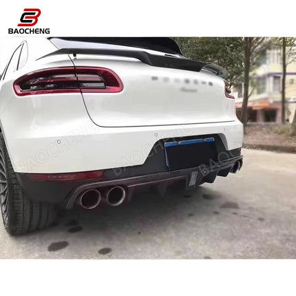 CMS Style Carbon Fiber Rear Lip with LED Light Body Parts Rear Bumper Diffuser for Porsche Macan 2014-2017