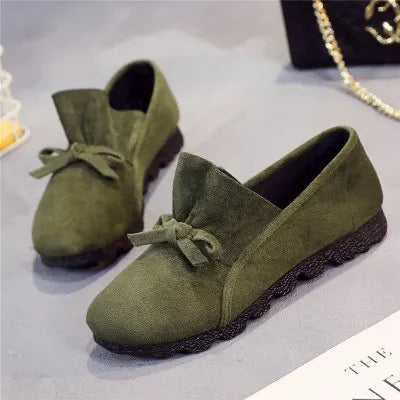 Cresfimix women cool & comfortable spring flat shoes lady cute bow tie wine red flats female leisure plus size slip on shoe a302