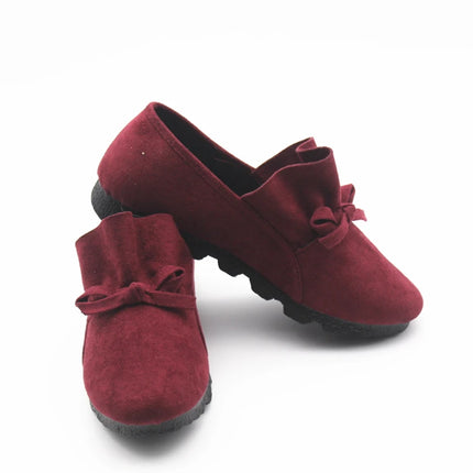 Cresfimix women cool & comfortable spring flat shoes lady cute bow tie wine red flats female leisure plus size slip on shoe a302