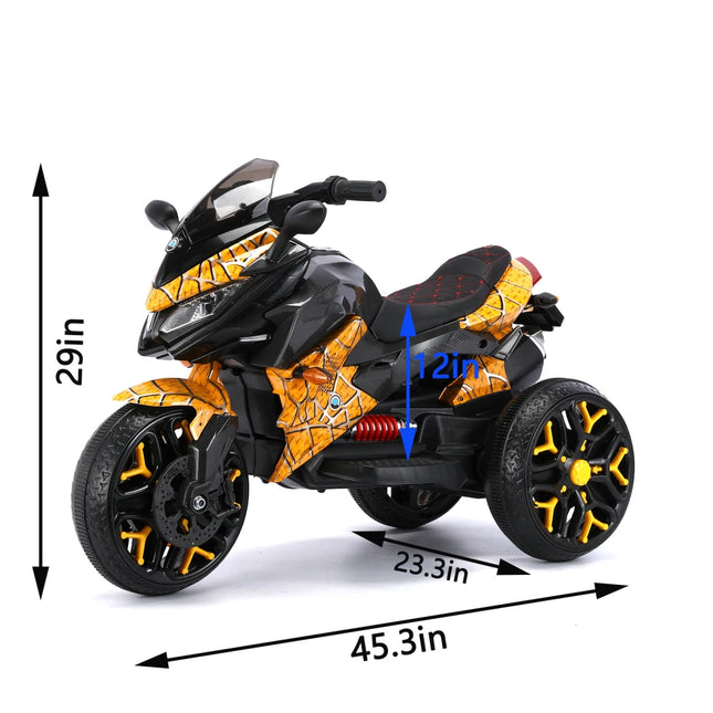 3-Wheels Kids Scooter Ride-On Scooter Motorbike 12 V Kids Ride on Toy with PU Seat Manual Throttle/ Drive by Hand