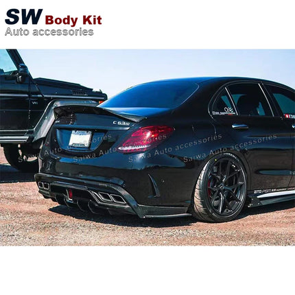 Carbon Fiber Rear Bumper for Mercedes-Benz W205 C-Class C63 Car Rear Bumper Diffuser Rear Side Splitters Car Parts