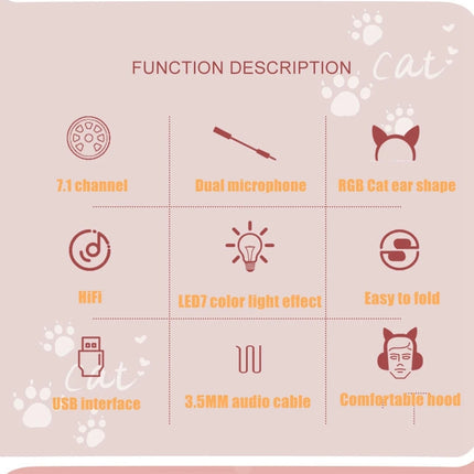 Cat Ear Gamer Headset Girl Cute Headset Double Noise-Cancelling Headphone With Microphone RGB Light Virtual 7.1
