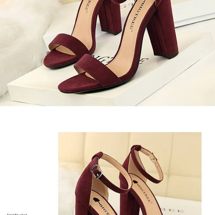 BIGTREE Shoes Heeled Sandals Women 9.5 Cm High Heels Pu Leather Women Shoes Block Heels Summer Sandals Lady Party Shoes Size 43