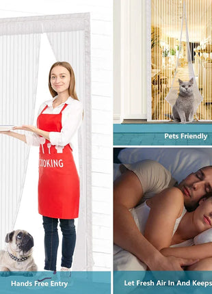 Large Tool-free Magnetic Mosquito Net Summer Anti Bug Fly Door Curtains Mesh Auto Closing Door Screen Anti Bug Fly Door Screen