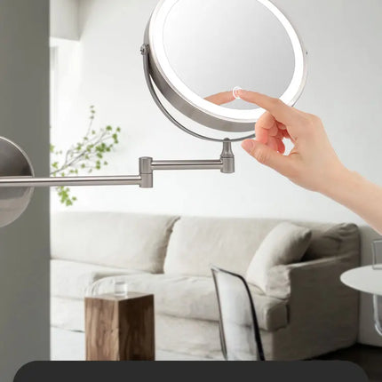 8 Inch Wall Mounted Bathroom Mirror Adjustable LED Makeup Mirror 10X Magnifying Touch Vanity Cosmetic Mirrors with Light