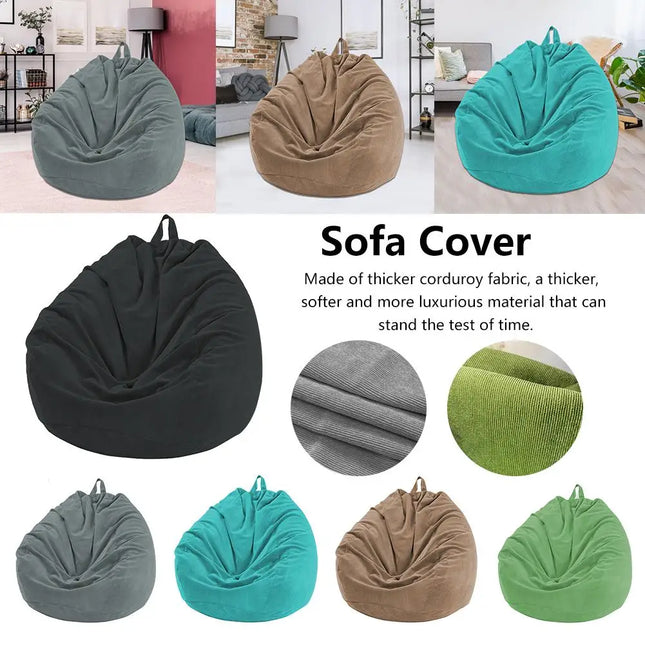 BeanBag Sofas Cover Chairs without Filler Soft Removable Corduroy Lounger Seat