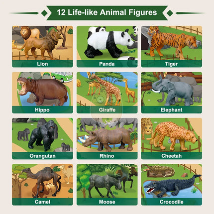 Kids Animal Jungle Zoo Models Play Mat Panda Lion Tiger Giraffe Collection Cloth Map
